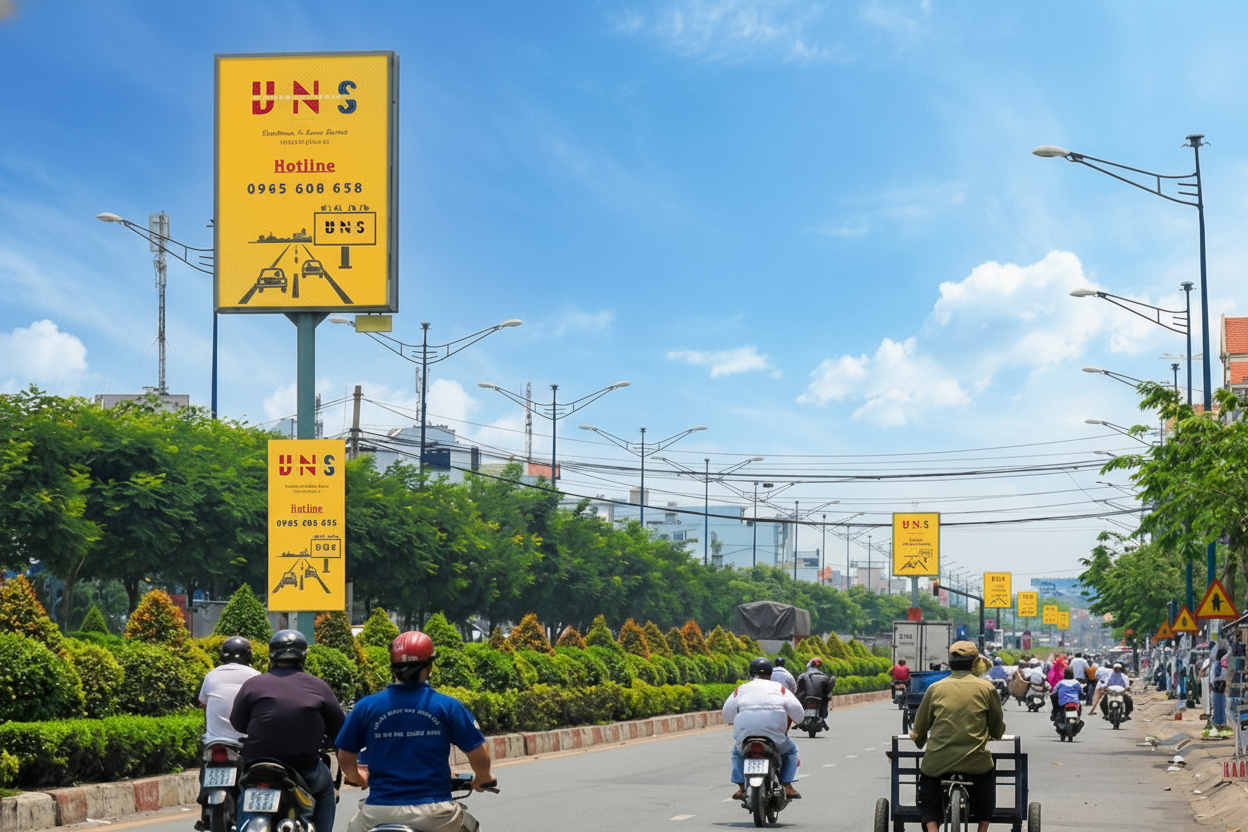 20 trụ pano dải phân cách đường Trường Chinh